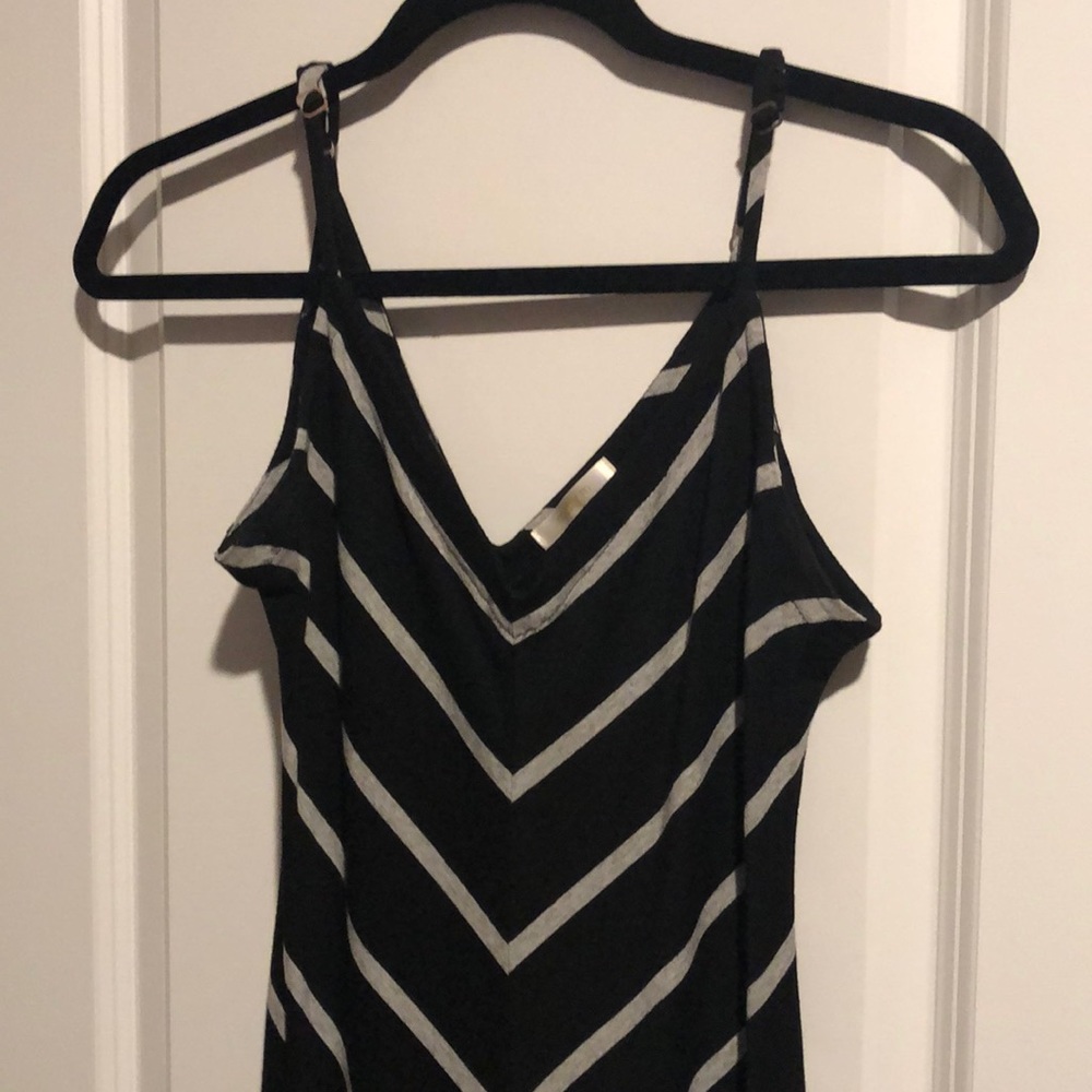 Black grey striped maxi dress
